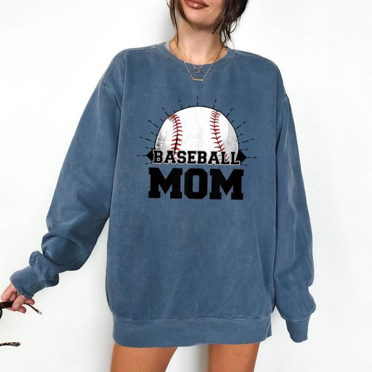 American Flag Patriotic Game Day Baseball Mom Comfort Colors Sweatshirt