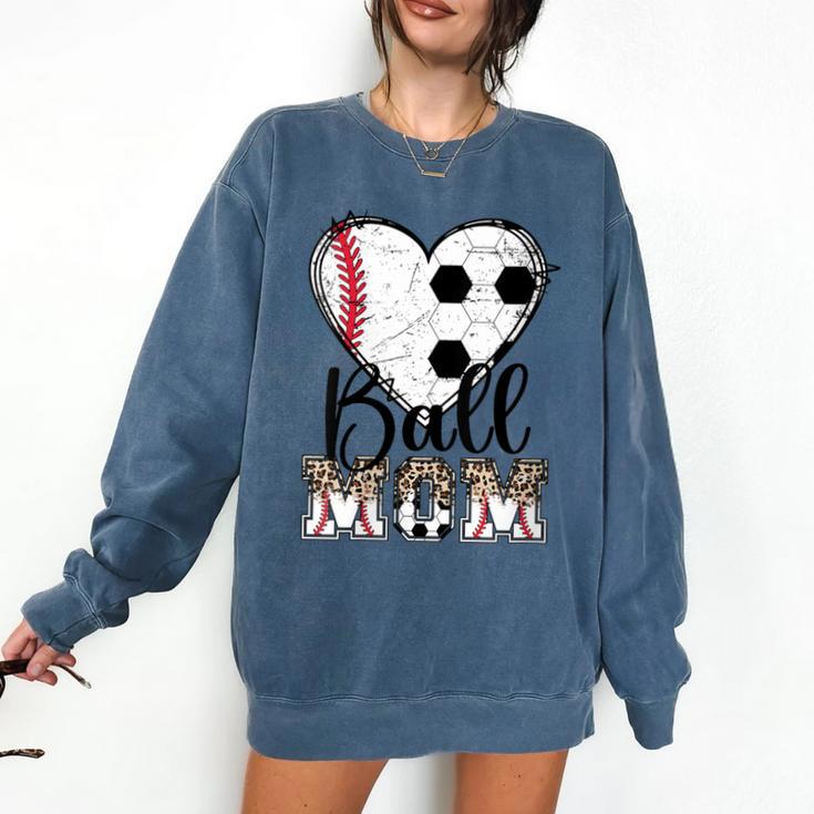 Ball Mom Heart Soccer Baseball Mom Comfort Colors Sweatshirt
