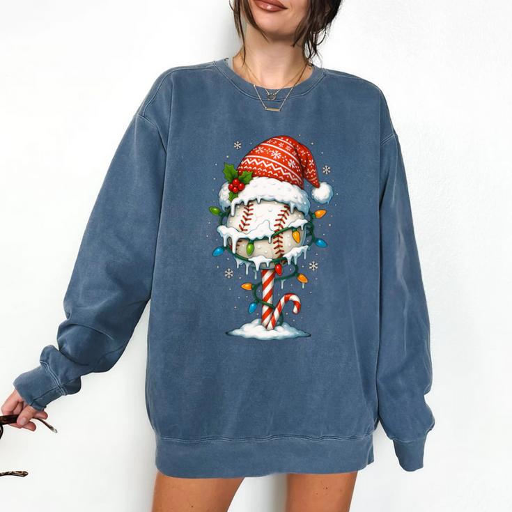 Baseball Christmas Ball Hat Snow Winter Premium Tri-Blend Comfort Colors Sweatshirt