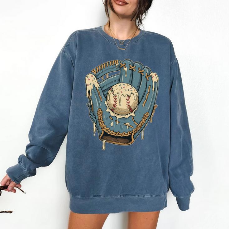 Baseball Drip Ice Cream Glove With Sprinkles And Ball Youth Premium Tri-Blend Comfort Colors Sweatshirt