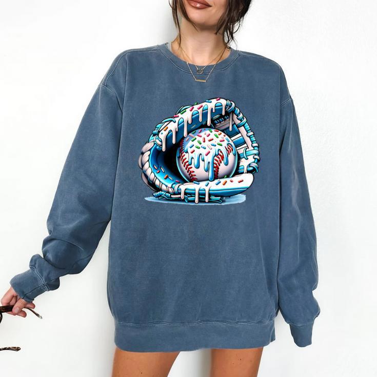 Baseball Drip Ice Cream Sprinkles Baseball Glove Premium Tri-Blend Comfort Colors Sweatshirt