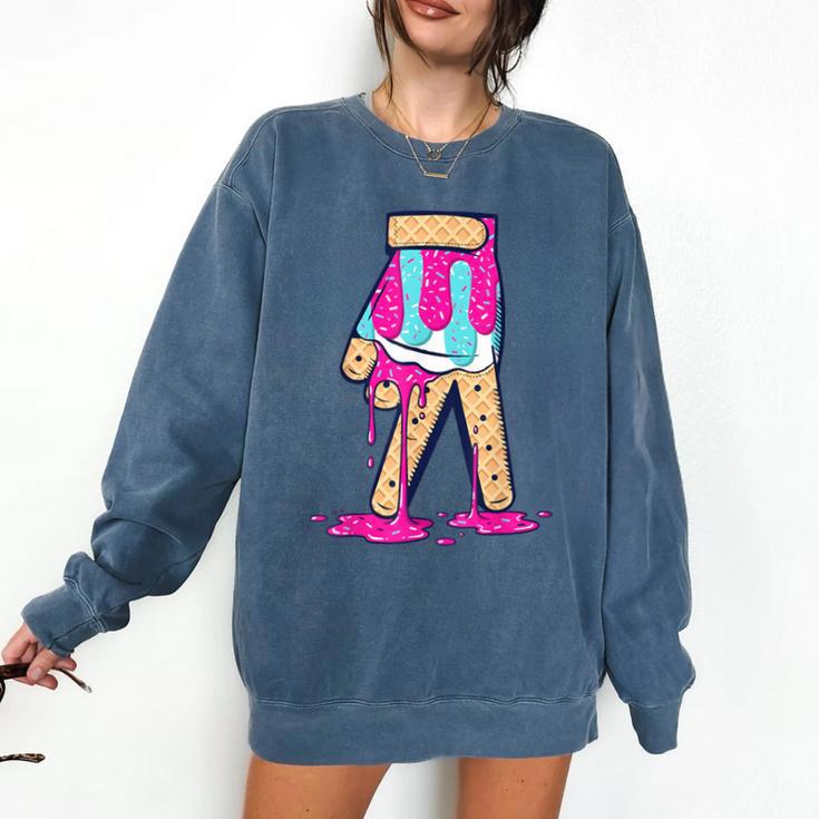 Baseball Ice Cream Drip Boys Glove Sprinkles Baseball Lover Comfort Colors Sweatshirt