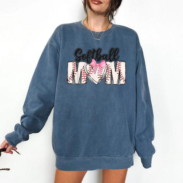 Baseball Mom Coquette Women Girls Baseball Mama Comfort Colors Sweatshirt