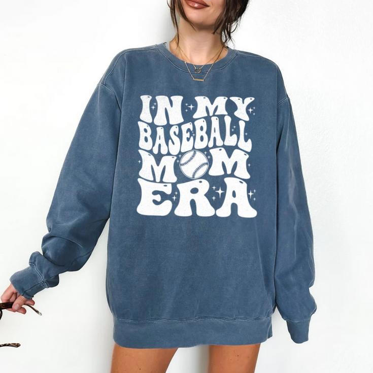 In My Baseball Mom Era Retro Groovy Baseball Comfort Colors Sweatshirt