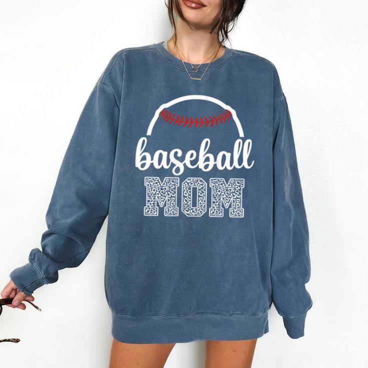 Baseball Mom Leopard Print Baseball Game Day For Mama Comfort Colors Sweatshirt