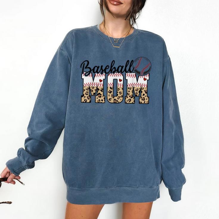 Baseball Mom Leopard Game Day Vibes Baseball Mama Comfort Colors Sweatshirt
