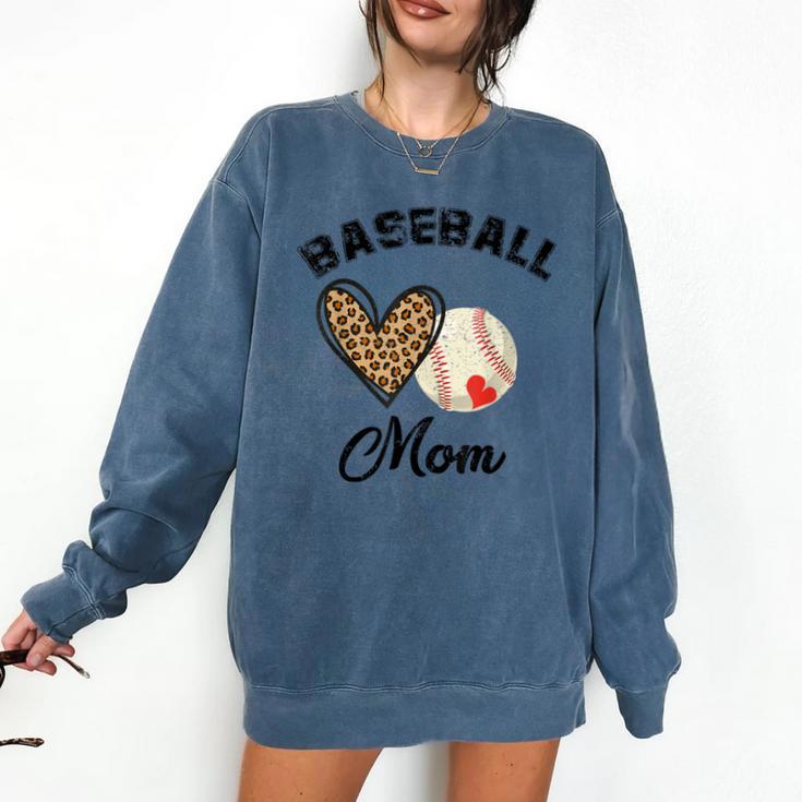 Baseball Mom Leopard Heart Baseball Player Kids Comfort Colors Sweatshirt