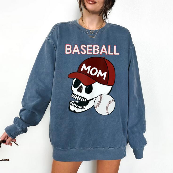 Baseball Mom Skull Sports Skeleton Comfort Colors Sweatshirt