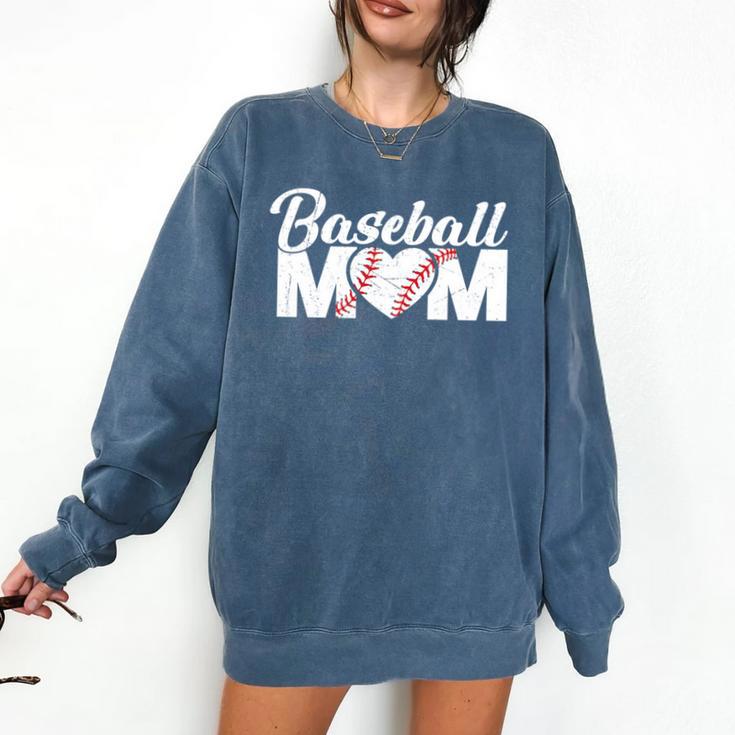 Baseball Mom Vintage Heart Present For Baseball Mama Comfort Colors Sweatshirt