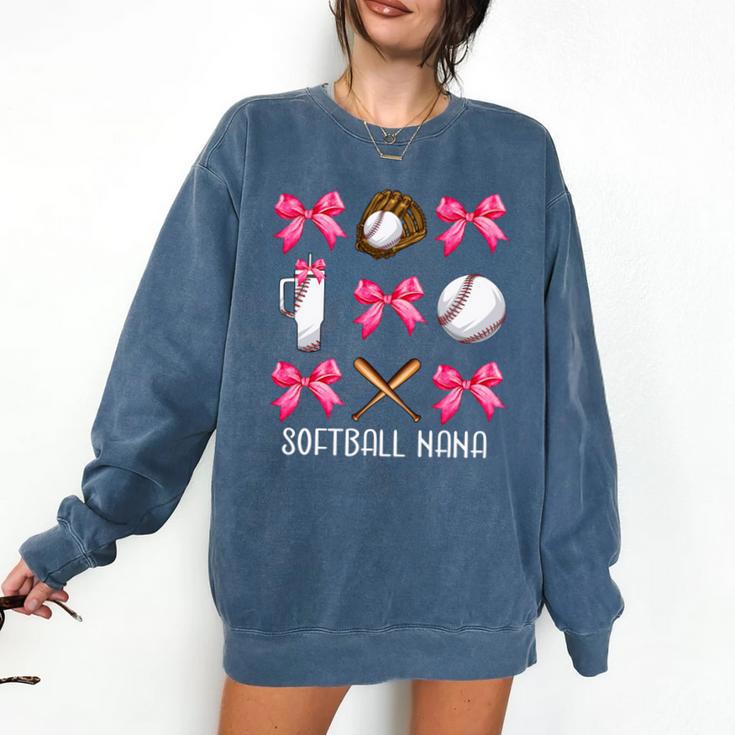 Baseball Nana Era Bows Baseball Mom Women Comfort Colors Sweatshirt