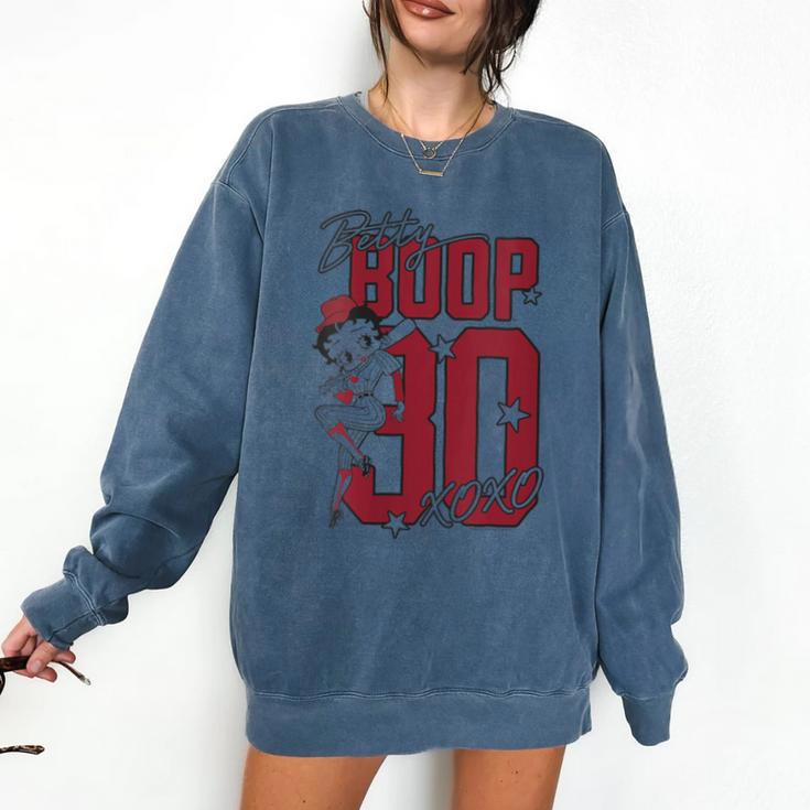 Betty Boop Baseball Logo Jersey With Stars Cute Cartoon Comfort Colors Sweatshirt