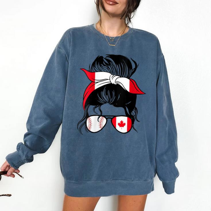 Canadian Baseball Mom Canada Flag Baseball Girl Comfort Colors Sweatshirt