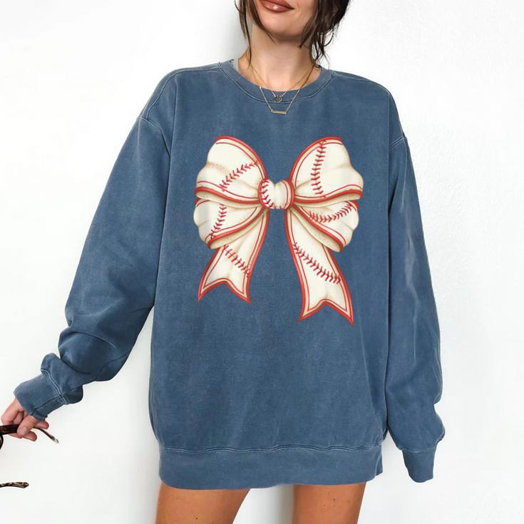 Coquette Bow Baseball Mama Baseball Mom Women Comfort Colors Sweatshirt