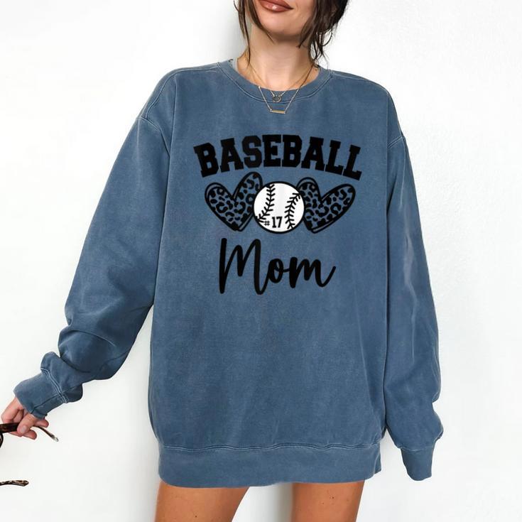 Custom Baseball Mom Number 17 Heart For Mom Comfort Colors Sweatshirt