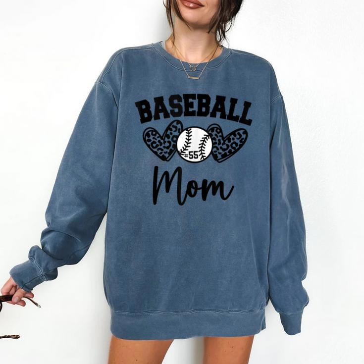 Custom Baseball Mom Number 55 Heart For Mom Comfort Colors Sweatshirt