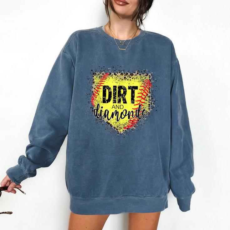 Dirt And Diamonds Baseball Leopard Baseball Mom Comfort Colors Sweatshirt