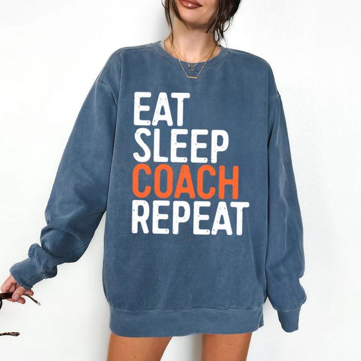 Eat Sleep Coach Repeat Shirt Men Women Baseball Lover Comfort Colors Sweatshirt