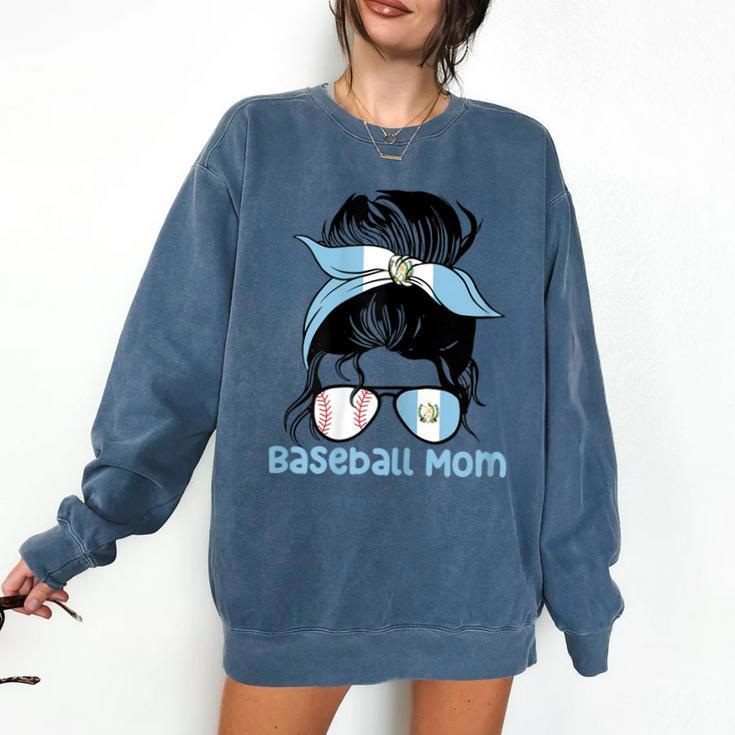 Guatemala Baseball Mom Messy Bun Comfort Colors Sweatshirt
