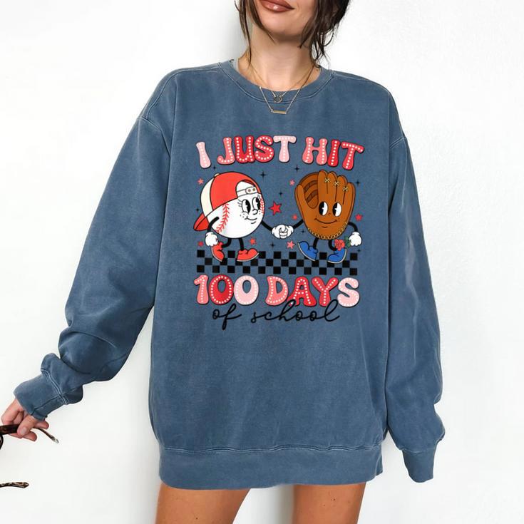 I Just Hit 100 Days Of School Baseball Boy Girl Teacher Comfort Colors Sweatshirt