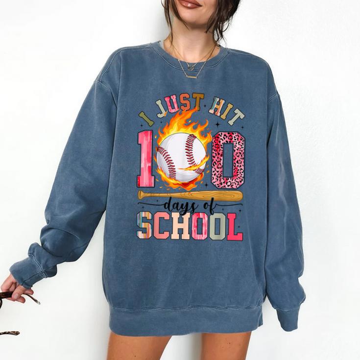 I Just Hit 100 Days Of School Baseball Lovers Fans Boys Kids Comfort Colors Sweatshirt