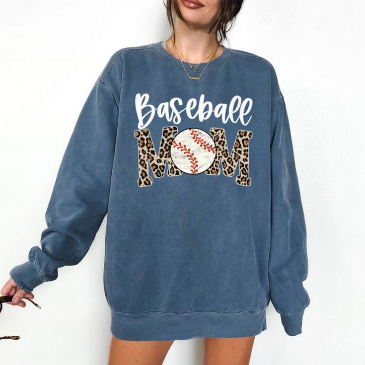 Leopard Baseball Mom Baseball Mama Retro Cute Mother's Day Premium Comfort Colors Sweatshirt