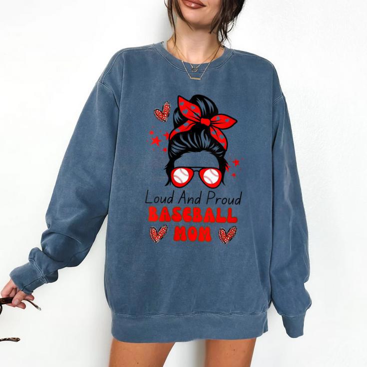 Loud And Proud Baseball Mom Messy Bun Leopard Mother Day Comfort Colors Sweatshirt