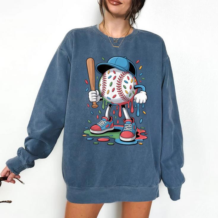Melting Slime Sprinkle Baseball Mascot With Bat Comfort Colors Sweatshirt