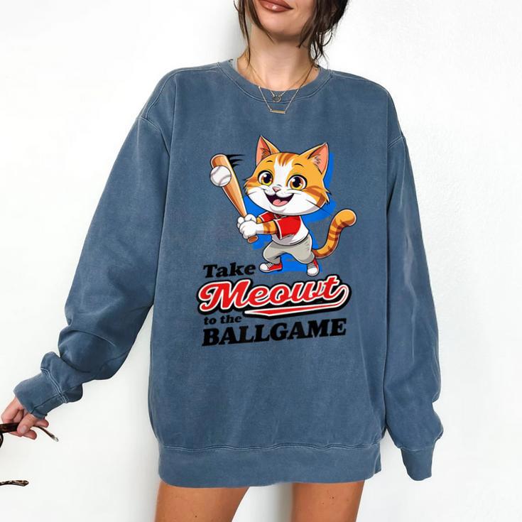 Take Meowt To The Ball Game Tee Slugger Cat Baseball Comfort Colors Sweatshirt
