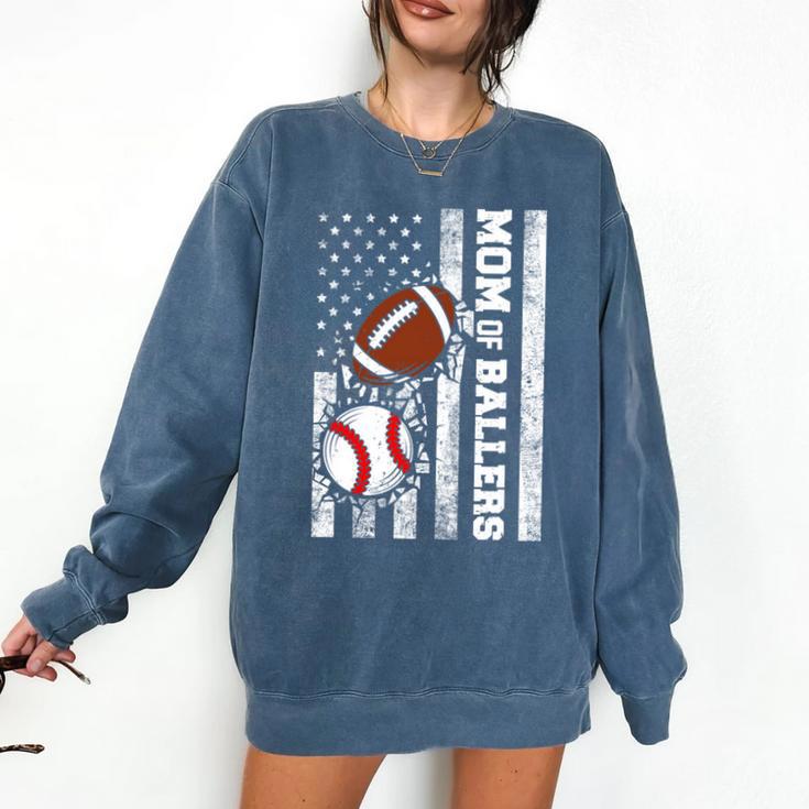 Mom Of Ballers USA Flag Football Baseball Mom Comfort Colors Sweatshirt