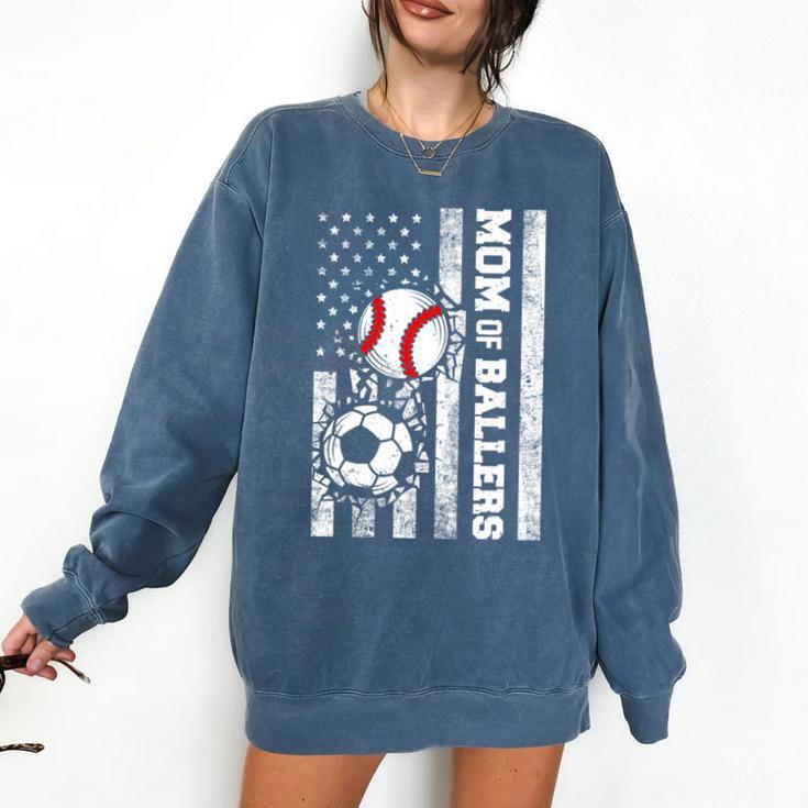 Mom Of Ballers USA Flag Soccer Baseball Mom Comfort Colors Sweatshirt