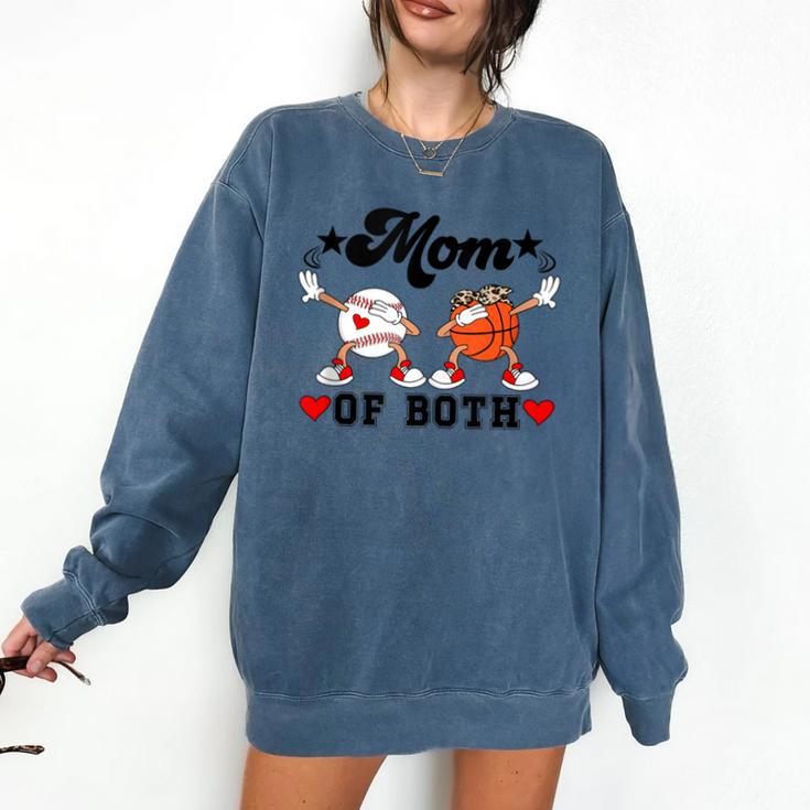 Mom Of Both Basketball Baseball Mom Comfort Colors Sweatshirt