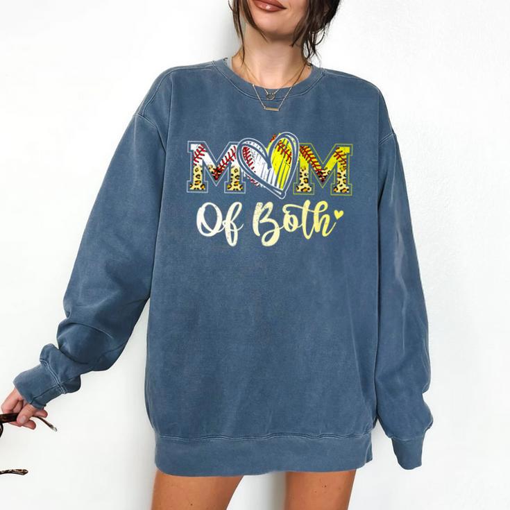 Mom Of Both Softball Baseball Mom Premium Comfort Colors Sweatshirt