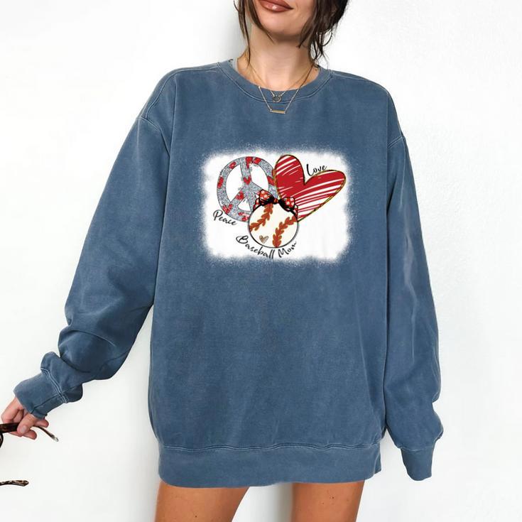 Peace Love Baseball Mom Mommy  Premium Comfort Colors Sweatshirt
