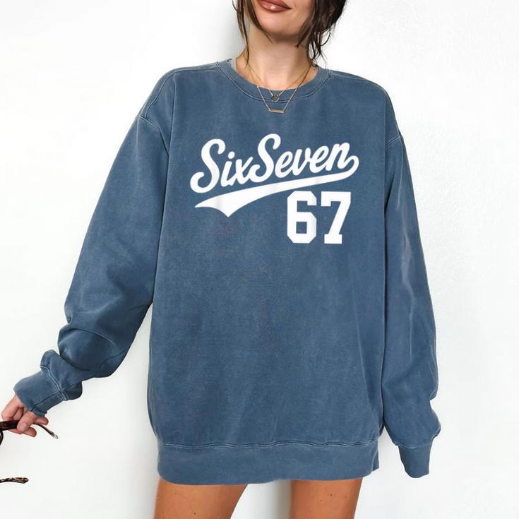 Six Seven Baseball Style Number 67 Sports Slang Meme Kids Comfort Colors Sweatshirt