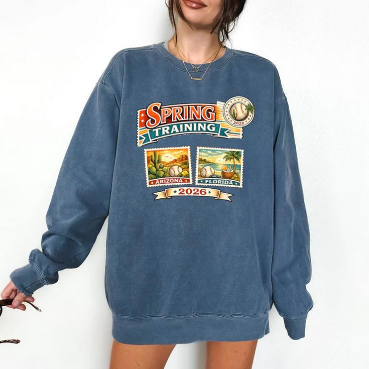 Spring Training 2026 Retro Postcard Baseball Premium Tri-Blend Comfort Colors Sweatshirt