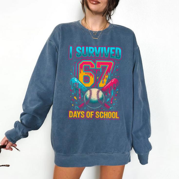 I Survived 67 Days Of School Baseball Drip Six Seven Meme Comfort Colors Sweatshirt