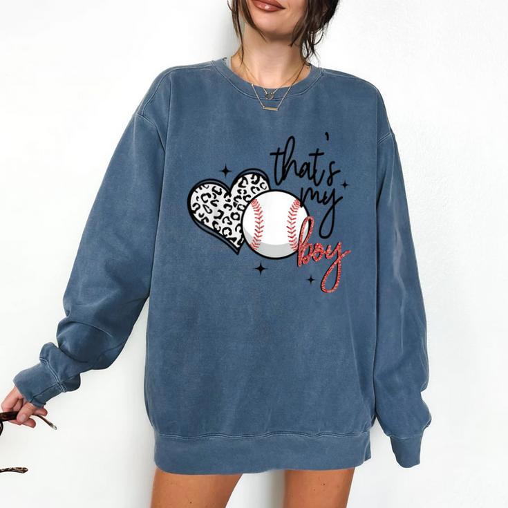 That's My Boy Leopard Heart Baseball Mom Comfort Colors Sweatshirt