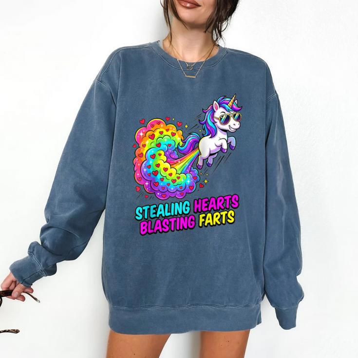 Unicorn Fart Valentine Stealing Hearts Blasting Farts Raglan Baseball Tee Comfort Colors Sweatshirt