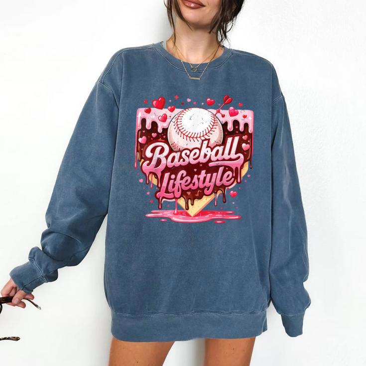 Valentine Baseball Lifestyle Home Plate Ice-Cream Drip Boys Comfort Colors Sweatshirt