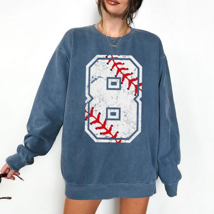 Vintage Baseball 8 Jersey Number 8 Comfort Colors Sweatshirt