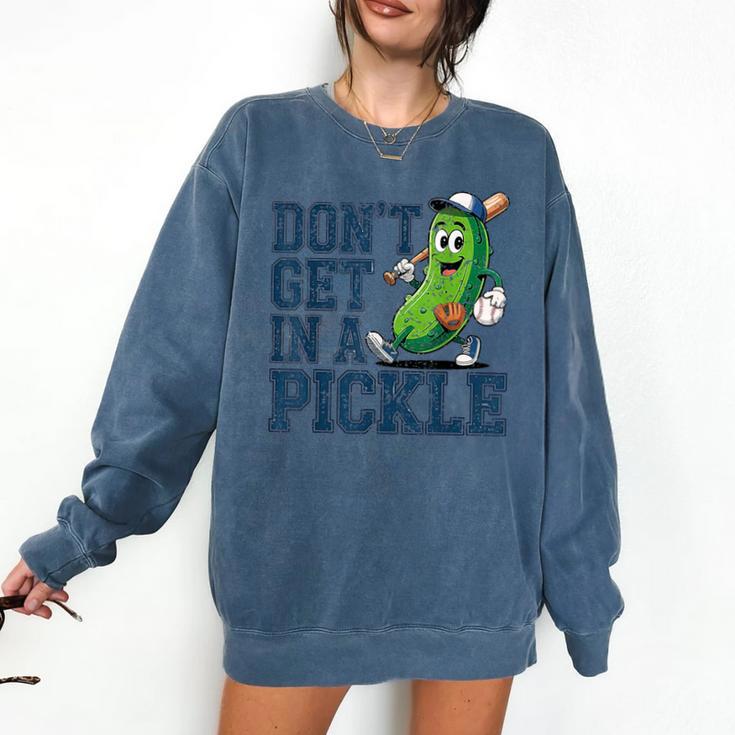 Youth Baseball Catcher Humor Don’t Get In A Pickle Comfort Colors Sweatshirt