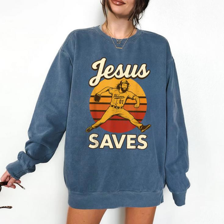 Youth Boy Baseball Jesus Saves Christian Baseball Religious Comfort Colors Sweatshirt