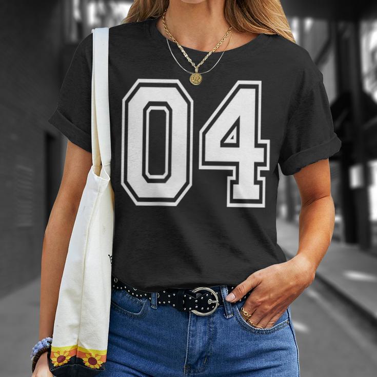 04番のスポーツチームスタイル。ホワイト。 Tシャツ 彼女への贈り物