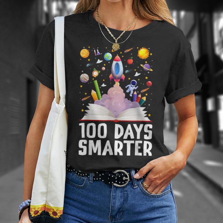 100th Day Of School 100 Days Smarter Books Space Astronaut T-Shirt Gifts for Her