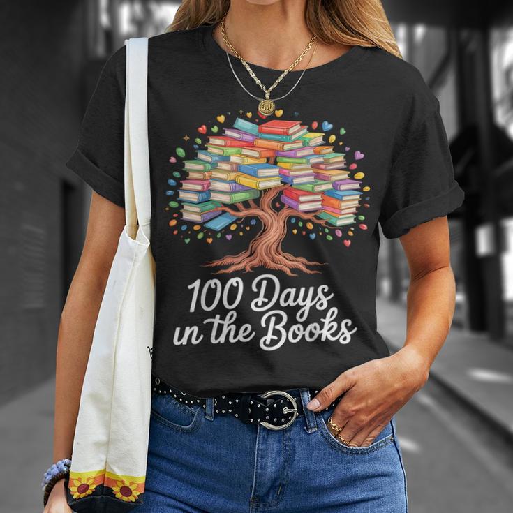 100th Day Of School Books Tree Reading T-Shirt Gifts for Her