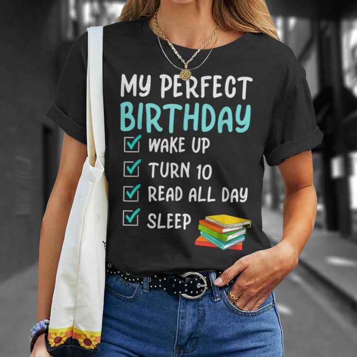 10th Perfect Birthday Reading 10 Years Old Book Lover T-Shirt Gifts for Her