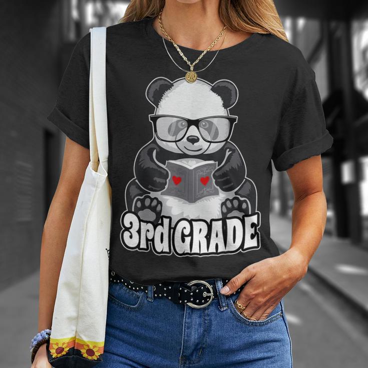 3rd Grade Back To School Panda Book Reader Teacher Heart T-Shirt Gifts for Her
