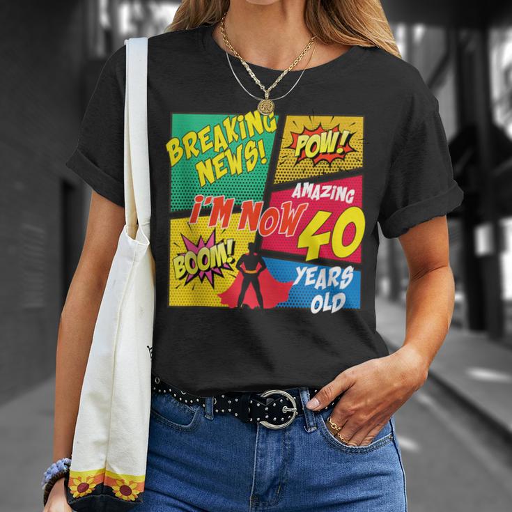 40 Years Old Birthday Comic Style Book Lover Party T-Shirt Gifts for Her