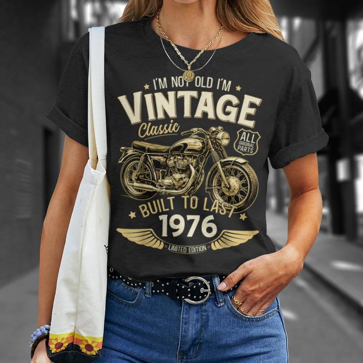 50 Cumpleaños Hombre Moto Biker Motero Intage 1976 Camiseta unisex Regalos para ella