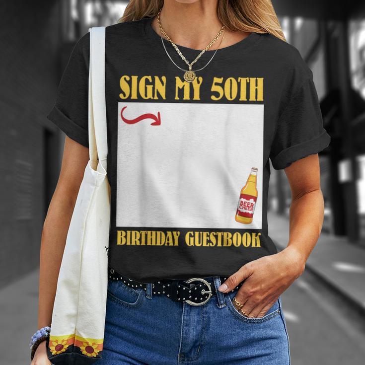 50th Birthday SIGN MY 50TH BIRTHDAY GUESTBOOK 50 Years T-Shirt Gifts for Her